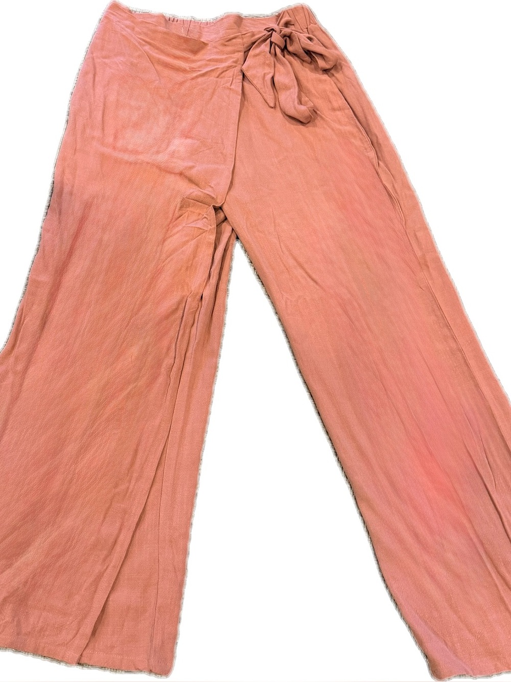 Wide Leg Tie-Waist Pants in Dusty Rose